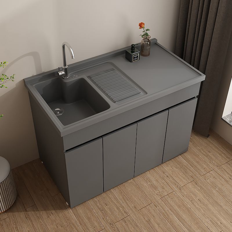 Washing Machine Cabinet Balcony Space Aluminum Laundry Sink with Washboard Cabinet Washing Machine Bathroom Cabinet Wash Basin Cabinet Combination