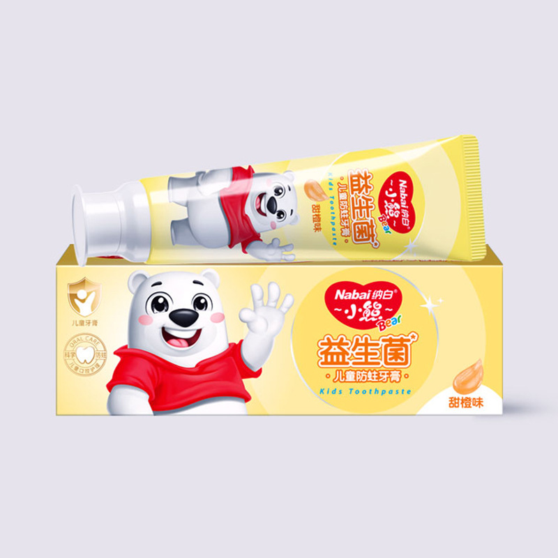 Nabai Bear, pasta de dientes para niños, sabor a helado de fresa, probióticos, anti-cavitas, dientes fijos, aliento fresco, pasta de dientes con flúor.