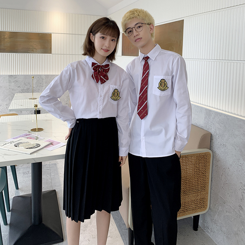 Cross-Border Foreign Trade White Shirt Plus Size College Style Suit Korean High School Sports Meeting Student Junior High School Uniform Suit