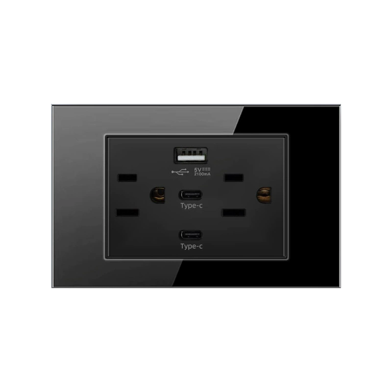 Американский стандарт шестиг hole 2.1A110V розетка с USB панелью двойной type-c белый 118 тип 15A черный серый золотистый стекло