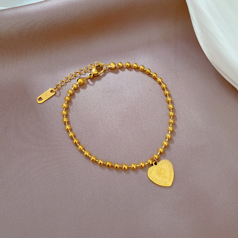 Retro Portrait Heart Shape Titanium Steel Bracelets 1 Piece