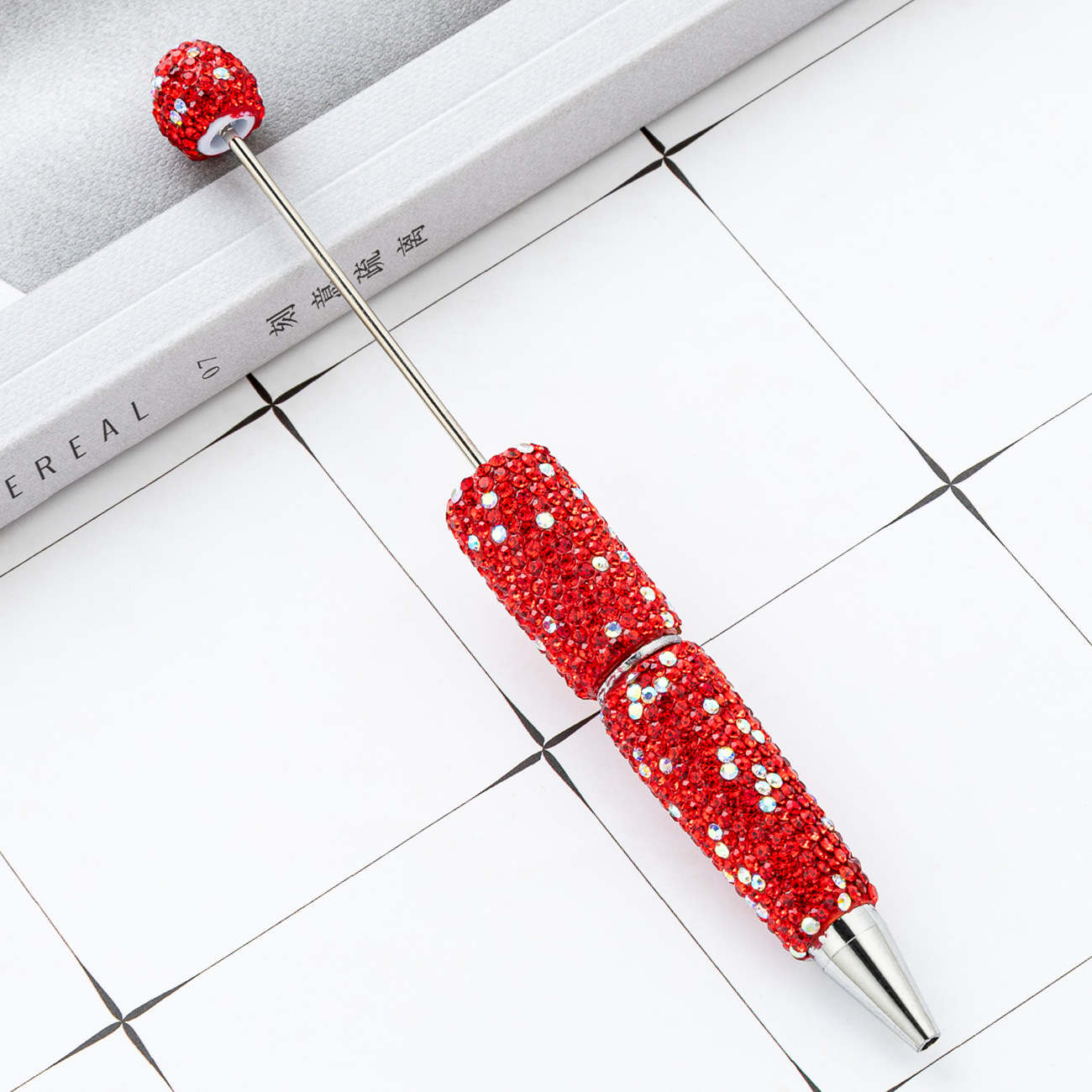 Diy bolígrafo con cuentas de diamante completo diamante pegado a mano bolígrafo con cuentas de diamante de color AB bolígrafo con cuentas de plástico multicolor al por mayor