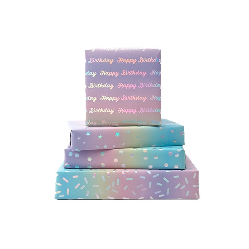 Amazon venta caliente de papel de gran tamaño envuelto en papel de regalo de cumpleaños de San Valentín papel de aluminio láser caja de regalo papel de embalaje