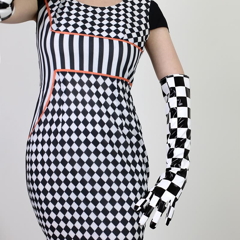 페이턴트 가죽 흑백 체크