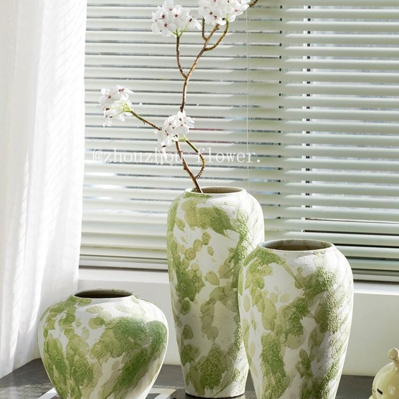 中国のレトロなセラミック花瓶の装飾品リビングルームの玄関床置き花瓶高価値フラワーアレンジメント水栽培装飾陶器のポット|undefined