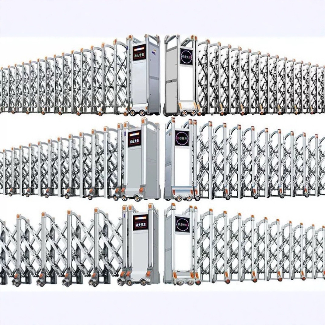 工厂电动伸缩门大门不锈钢厂房自动伸缩门学校工地遥控无轨伸缩门