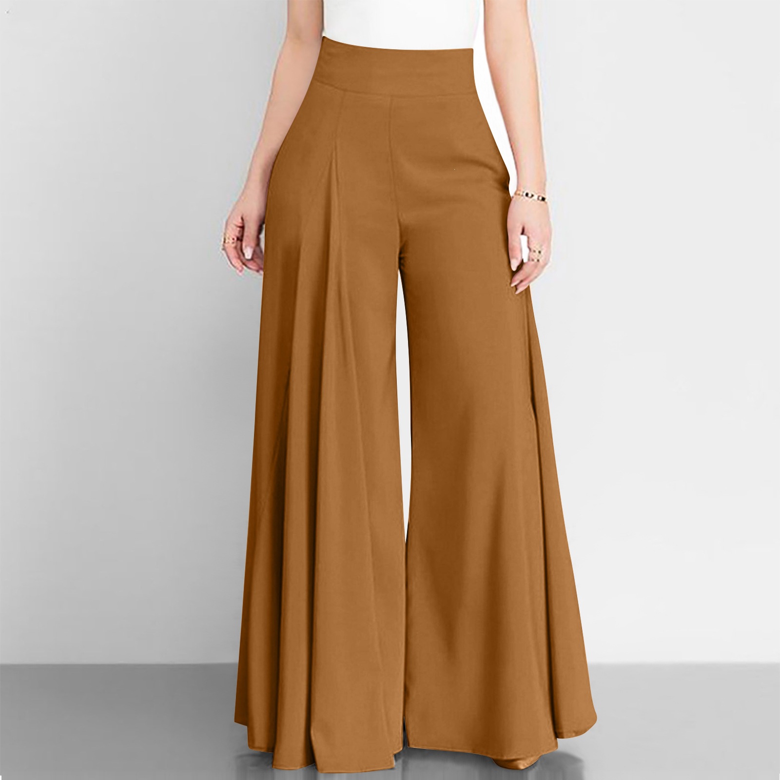 2026 Spring And Summer OL Women's Solid Color High Waist Wide Leg Pants Skinny Thin Casual Pants_ecoleips.com
