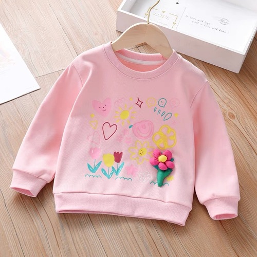 Girl's Sweatshirt Autumn Style Children's Spring and Autumn Season Top for Girls Children's Clothing 2024 New Arrival Pure Cotton Baby Girl Autumn Outfit