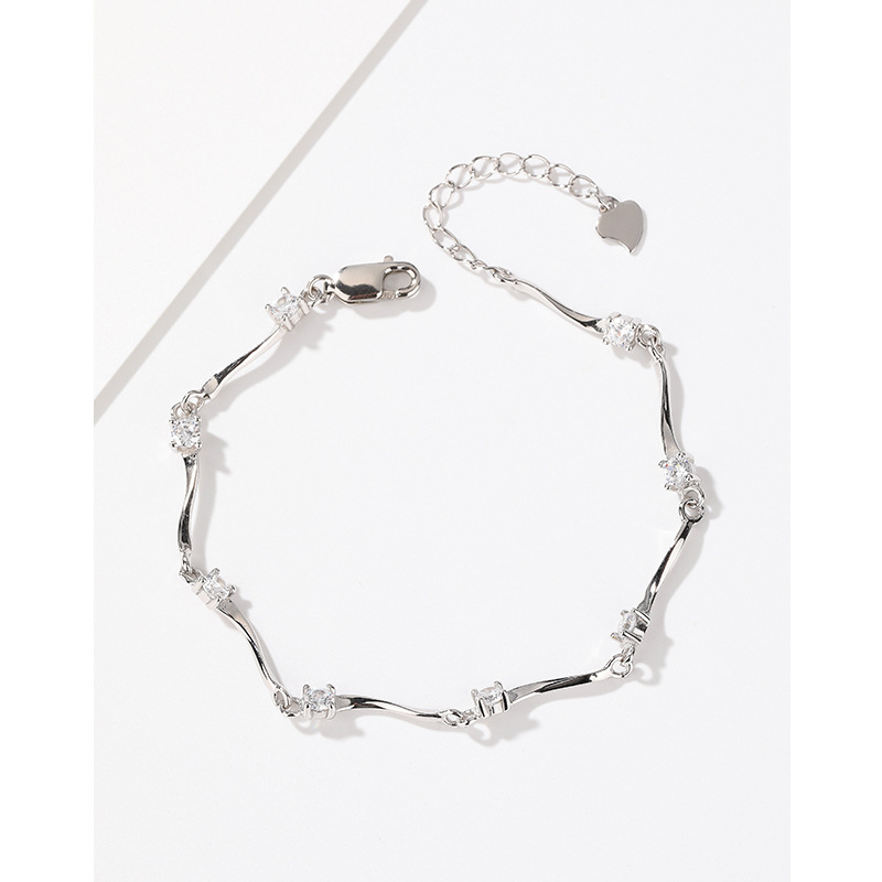 S925 plata esterlina diamante pulsera niñas japonés y coreano nicho diseño exquisito alto sentido novias pulsera regalo para novia