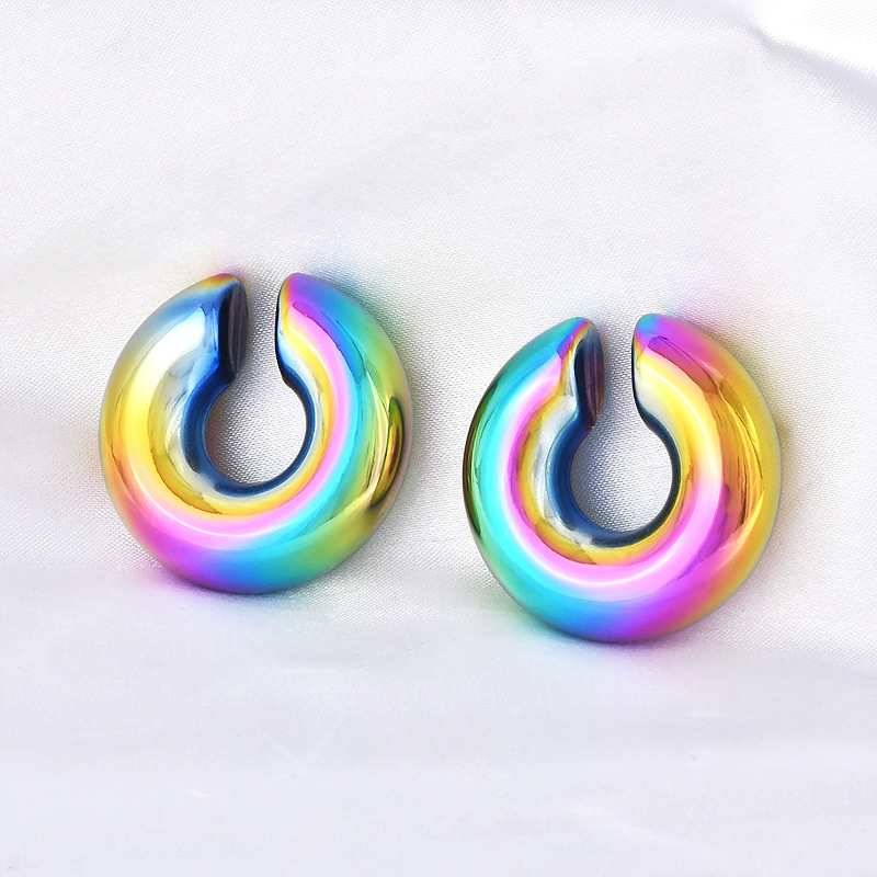 Colorful Pattern Women's Gender Plating Design 1 Pair Vintage Style Colorful Plating Titanium Steel Ear Cuffs