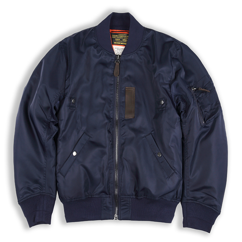 OKONKWO otoño e invierno nuevo color sólido MA-1 vuelo chaqueta acolchada lana gruesa MA1 impermeable chaqueta abrigo