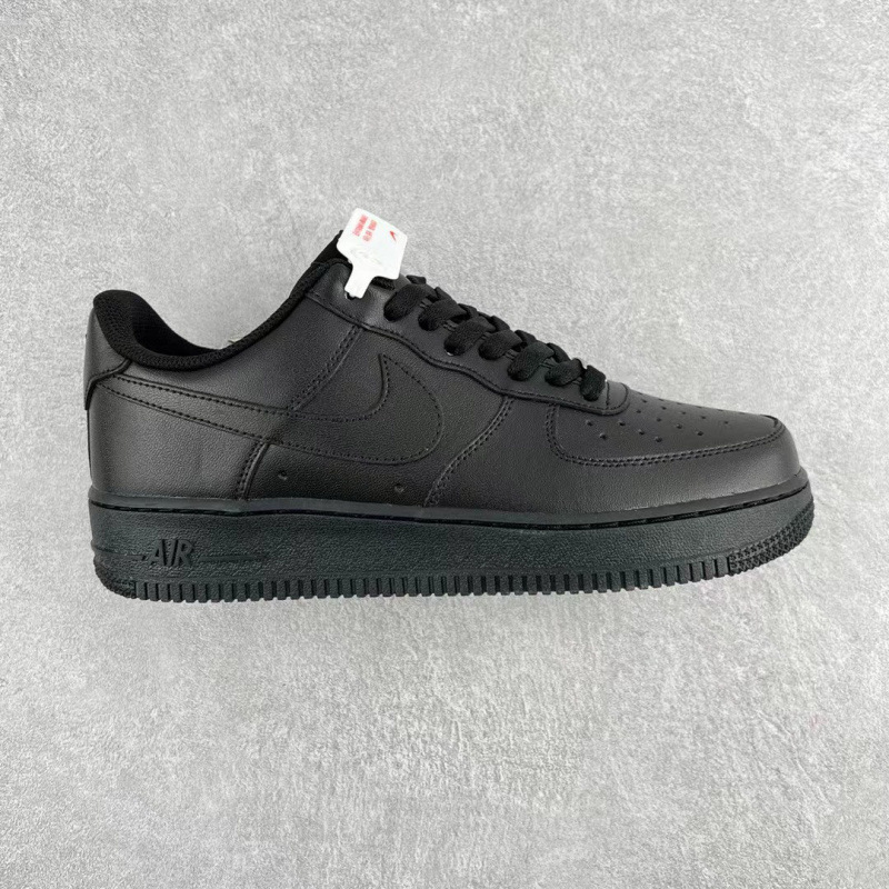 Air Force One de color blanco puro Piel de vaca de primera capa AF1 Black Warrior All White Classic Low Cuts Zapatillas deportivas de pareja