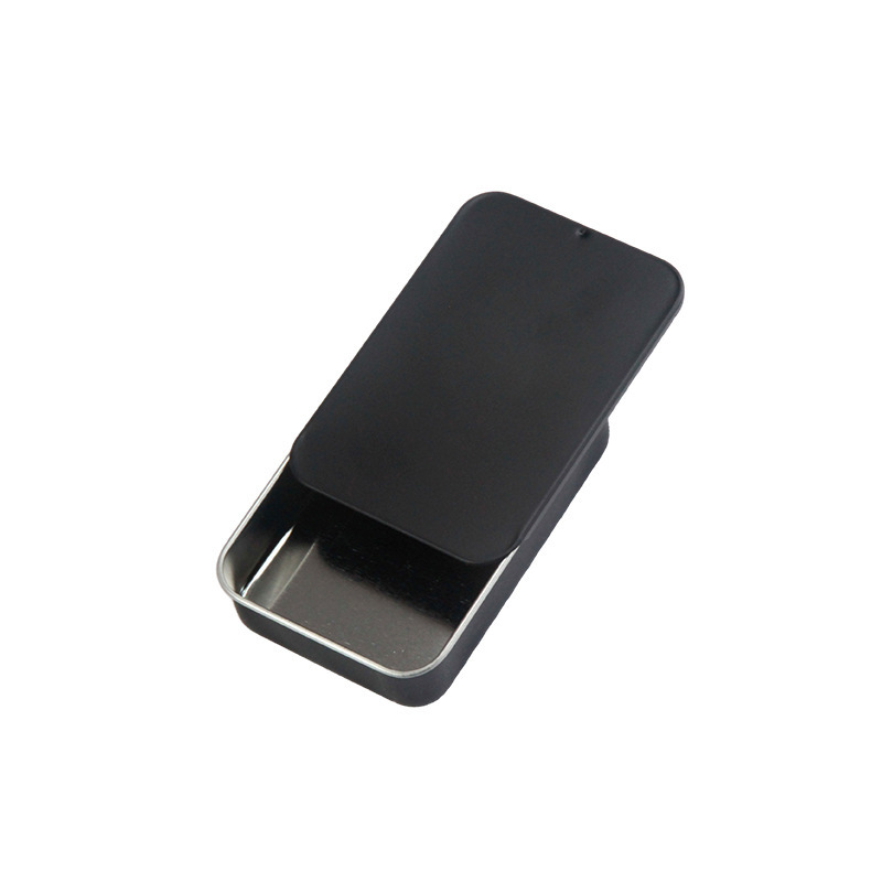 Caja de hojalata deslizante negra en stock, mini caja de hojalata para bálsamo, nueva serie de cajas cuadradas de almacenamiento con sistema de apertura y cierre. image 25