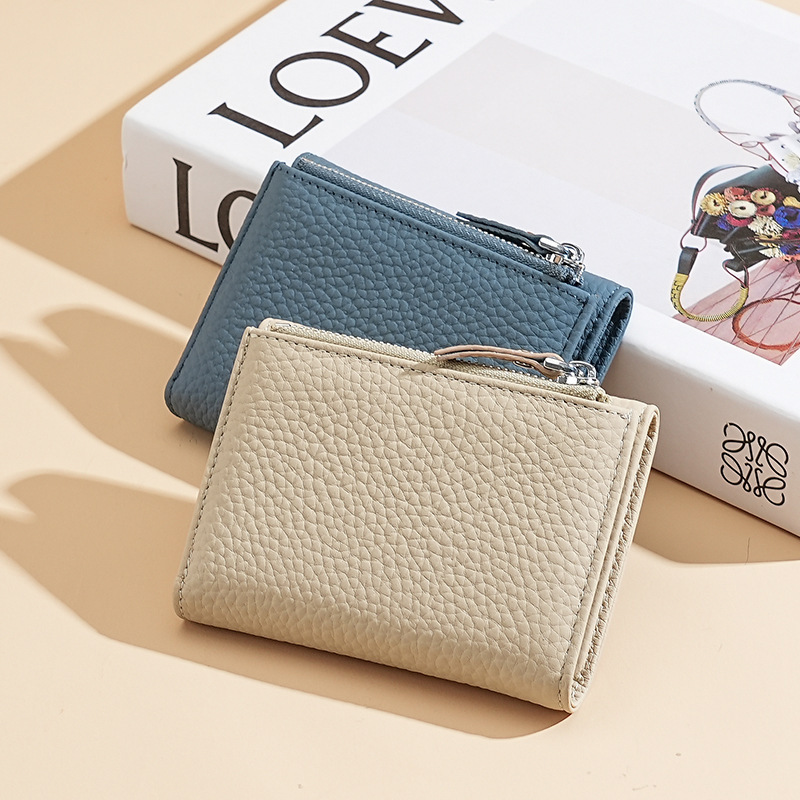 Three-fold Wallet Women's Top-layer Cowhide RFID Anti-theft Money Brush Clip Multi-card Leather Card Bag Zipper Coin Bag Three-fold Wallet Women's Top-layer Cowhide RFID Anti-theft Money Brush Clip Multi-card Leather Card Bag Zipper Coin Bag