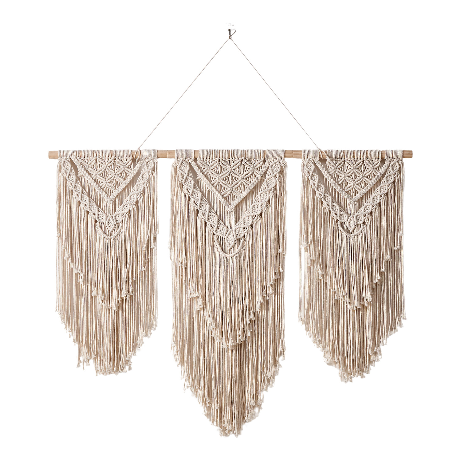 New Bohemian Simple Decor Handwoven Tapestry Three-Section Door Curtain Partition Removable_voghion.com