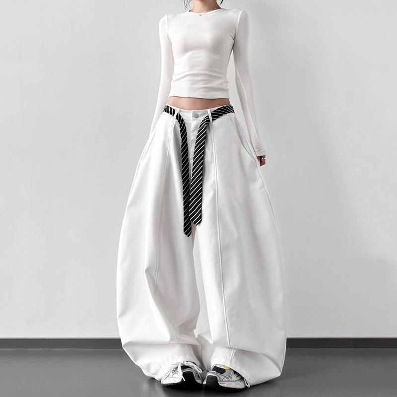 White Commuter Casual Pants for Women 2025 Autumn New Loose Slim Versatile Korean Style Straight-Leg Suit Pants Trendy