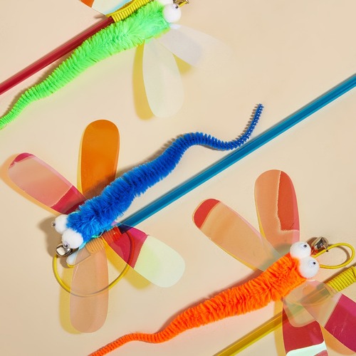 Holographic Cat Wands with Sparkling Big Eyes Dragonfly Cat Toys for Interaction and Self-Entertainment, Amazon New Product