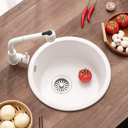 Quartz stone sink round small single sink above kitchen sink granite sink under counter basin