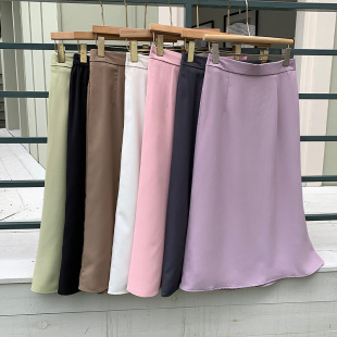Plus Size Women's Summer Suit Skirt Design Niche High-Waisted Mid-Length A-Line Long Skirt to Cover the Flesh and Reduce Age