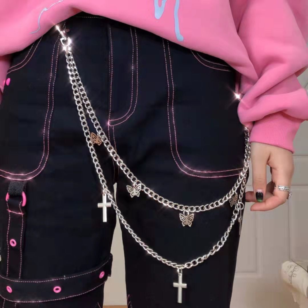 Accessories Punk Hip-Hop Thick Butterfly Cross Mix Body Unisex Versatile Pants Chain_voghion.com