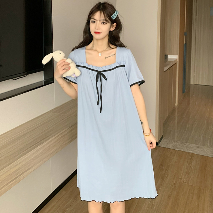 Pijama de la mujer de verano estilo princesa simple chaleco sin mangas pura ropa de vestir vestido de pijama de verano