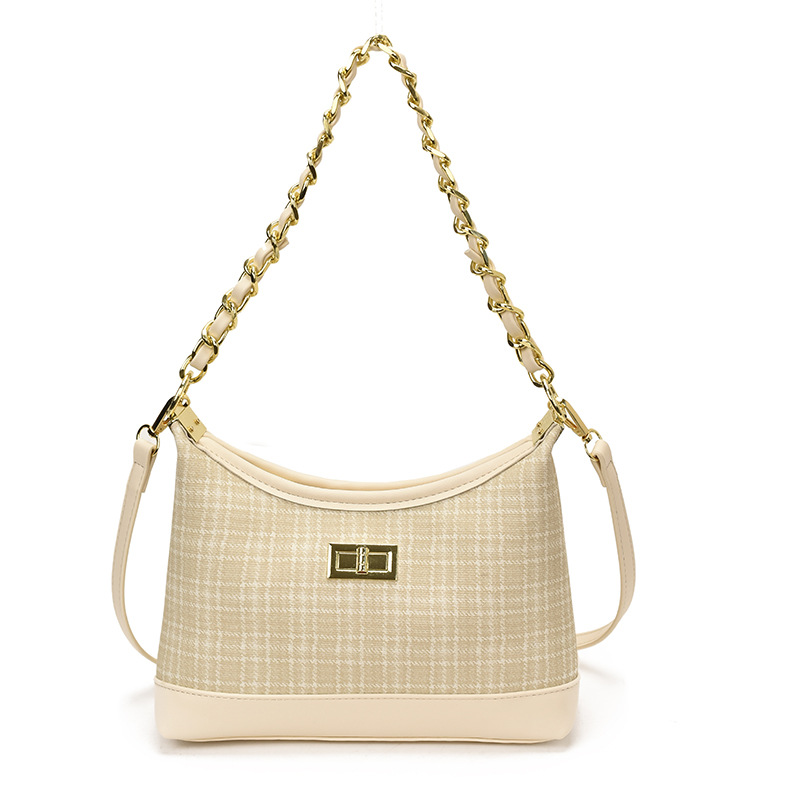 Nicho de tendencia bolso de cadena para mujeres 2026 nuevo estilo coreano bolso de brazo a cuadros, moda versátil bolso de hombro de moda