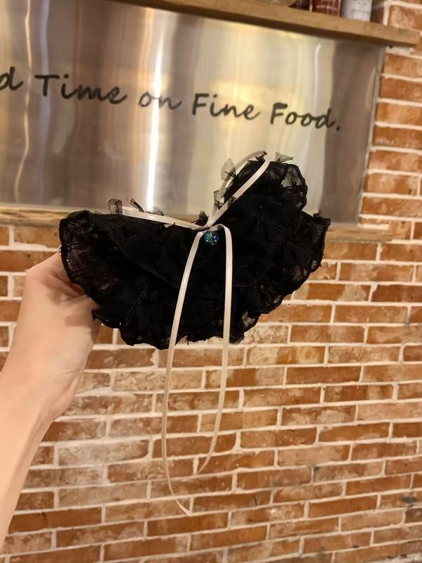 韩版蕾丝双层裙摆蝴蝶结发夹弹簧夹半扎发氛围感头饰甜美发饰|undefined