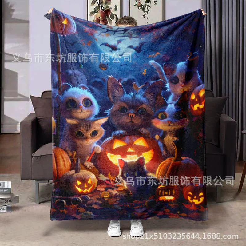 Животные Хэллоуин атмосфера теплая и удобная фланелевые одеяла универсальные четыре сезона