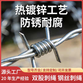 批发厂家现货双股刺绳热度镀锌刺丝带刺丝刺绳防盗隔离围墙防护栏