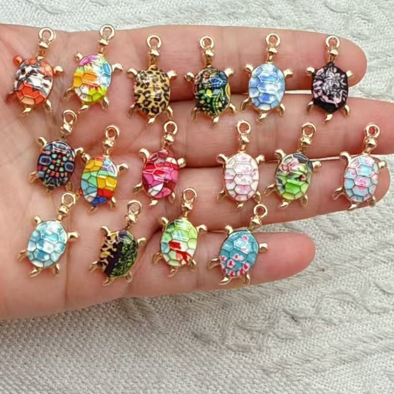 クロスボーダー DIY カラフルなカメペンダントジュエリーアクセサリーブレスレットペンダント合金オイルドリップアクセサリーペンダントイヤリング|undefined