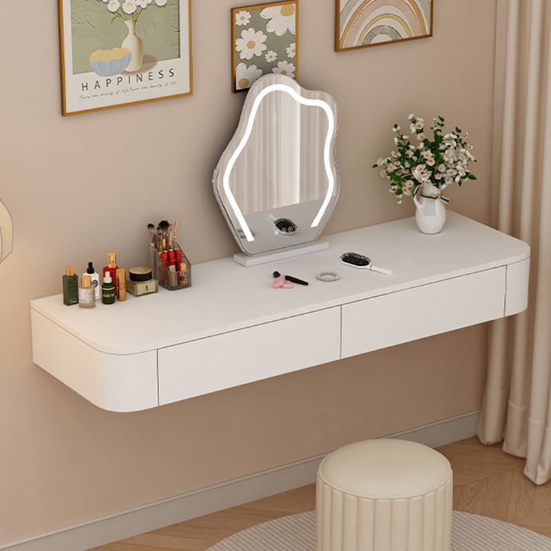 Solid Wood Suspended Dressing Table Bedroom Small Apartment Modern Simple Cream Style New Wall-Mounted Wall Storage Dressing Table