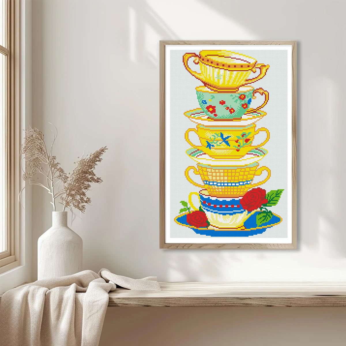 Nuevo cross-border rosas nuevas piezas de dibujos animados decoración de la sala de estar cocina bordado a mano artesanías