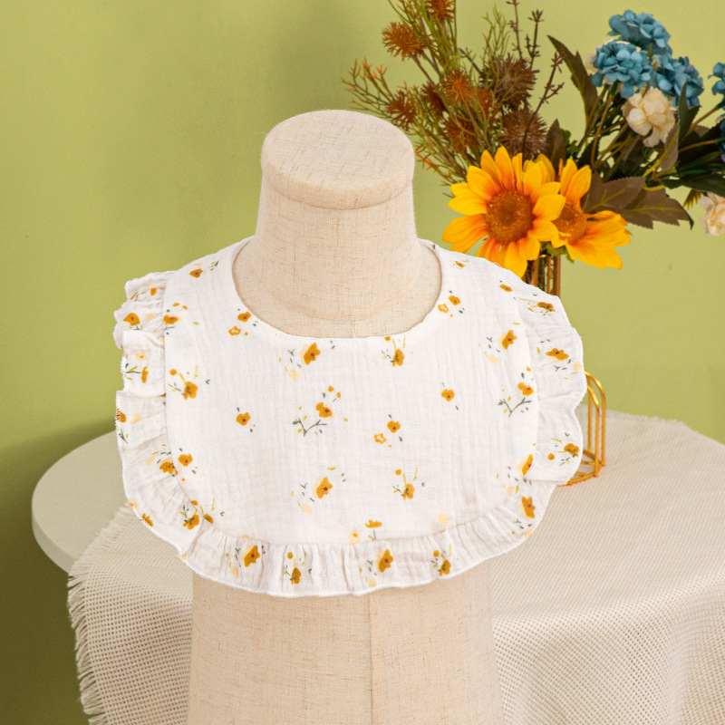 Toalla de saliva para bebé Verano A antibacteriano y agradable para la piel 40 piezas de gasa de algodón puro babero de encaje en forma de U para hombres y mujeres babero para bebés