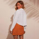 New European and American Cross-border Fashion Women's POLO Collar Button Pocket Solid Color Casual Commuting Elegant Autumn Shirt