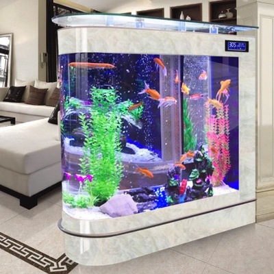 fish tank large bullet a living room household Medium Aquarium 1/1.2/1.5 ecology to ground screen