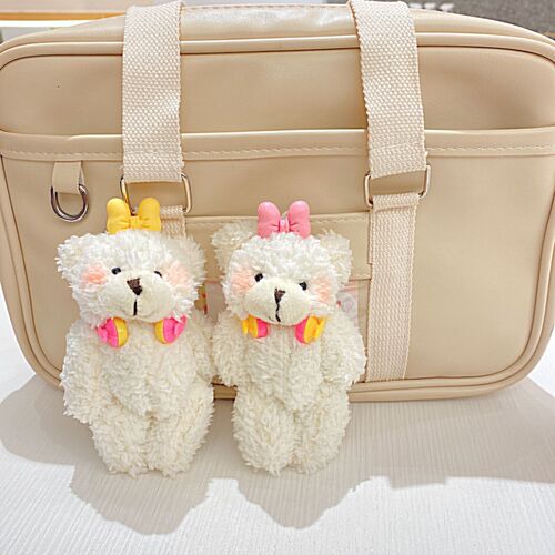 Creative handmade blush bear pendant cute plush doll cartoon jointed bear claw machine doll bag keychain