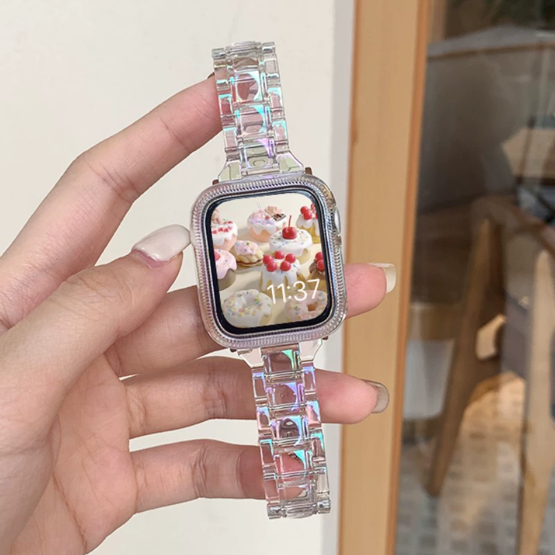 Подходит для Apple Watch 11 поколения 10/987 ремешок Apple sePVC лазерный glacier
