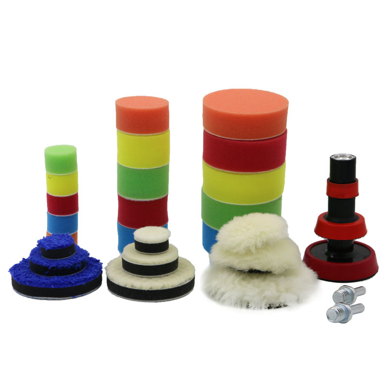 Suministro de comercio electrónico transfronterizo 123 pulgadas 29 piezas esponja pulido pad traje para la belleza del coche herramientas de depilación rápida