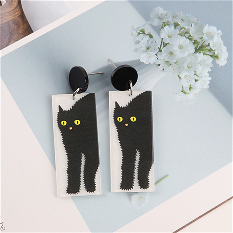 Wholesale Jewelry 1 Pair Cartoon Style Cat Arylic Drop Earrings display picture 3