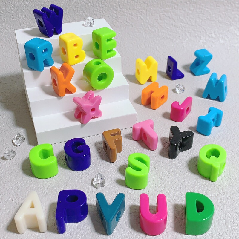 Macaron color acrylic casual shoe buckle alphanumeric beaded diy handmade shoe buckle accessories wholesale