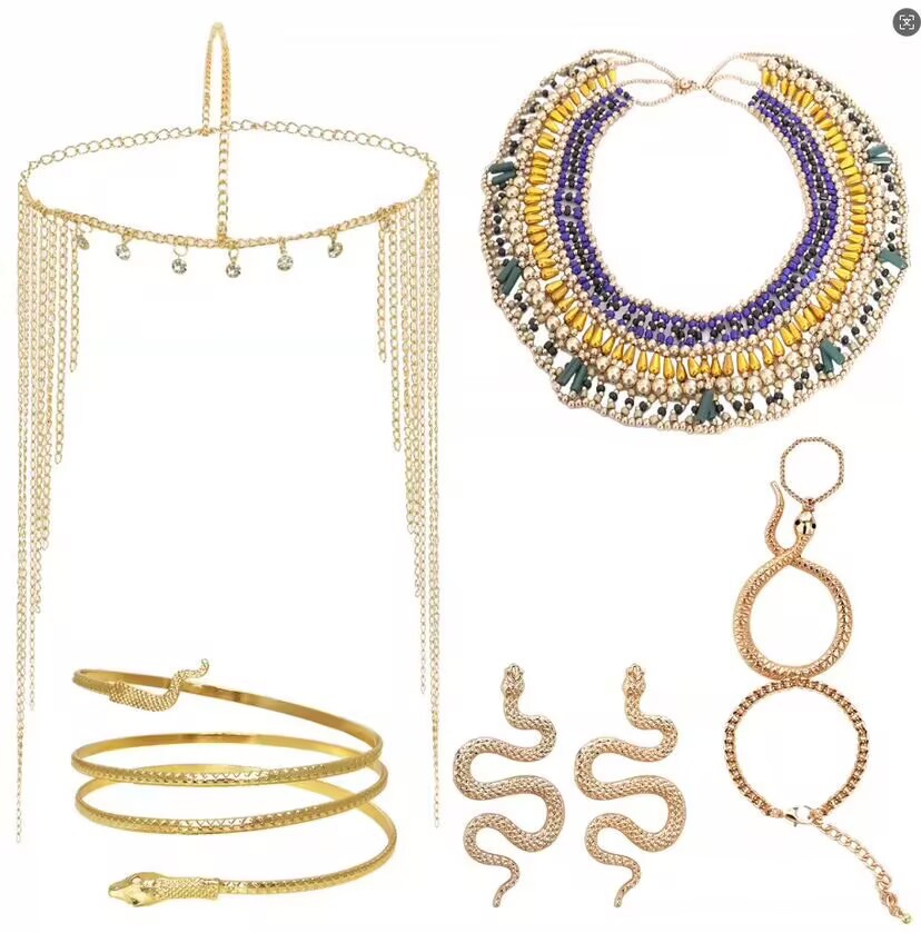 Halloween Cleopatra headwear ropa egipcia de las mujeres accesorios oro con cuentas diadema Faraón