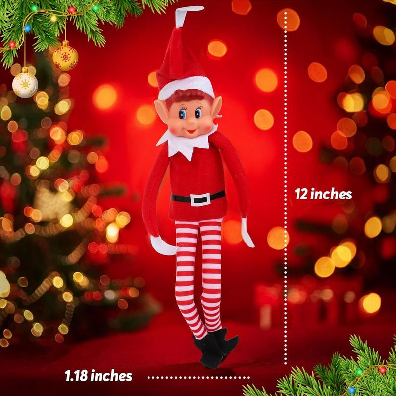 クリスマスツリーペンダント足長人形ぬいぐるみ男の子と女の子セットおもちゃ本棚赤い人形エルフ人形|undefined
