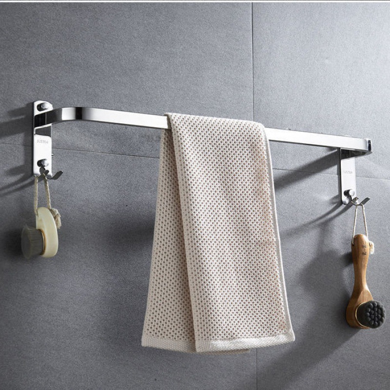 Stainless steel bathroom Horizontal bar 304 Towel rack Punch holes Single pole Double pole Shower Room Towel rack Shelf Manufactor