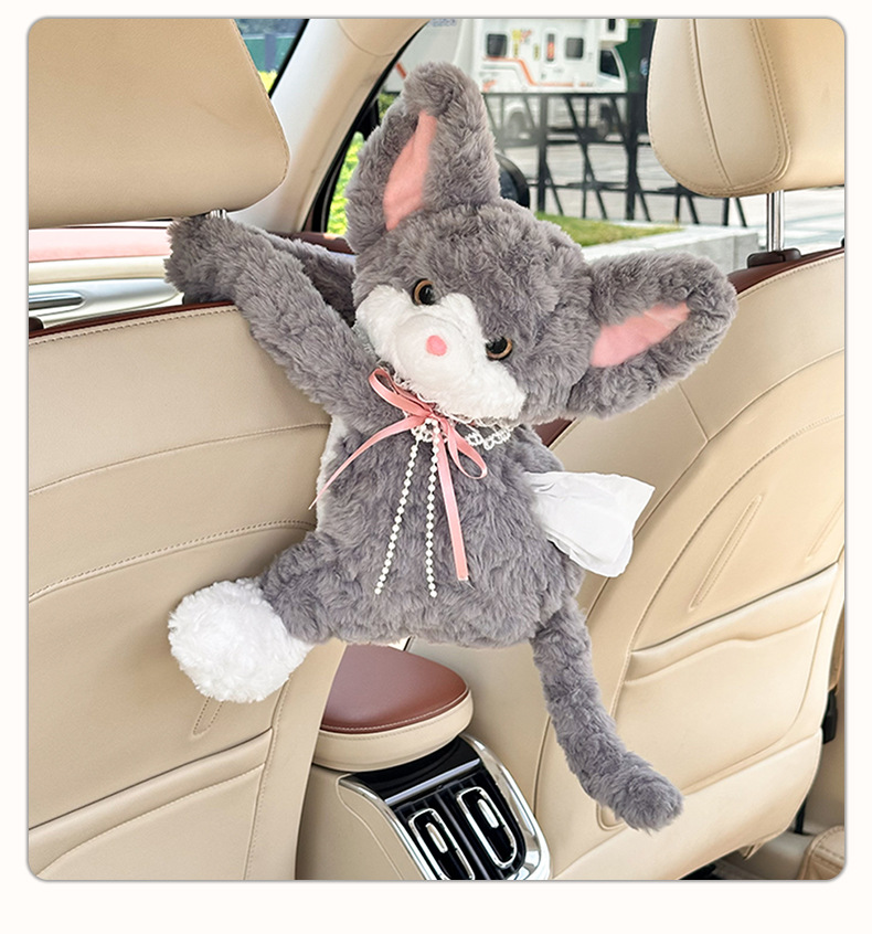 New cat-themed car tissue box 2026 new model with a high-end feel, creative hanging tissue bag for the car