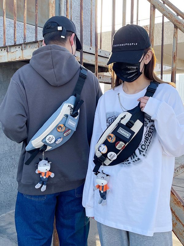 Bolso en el pecho de la marca ins Trendy para niños, japonés, impermeable para estudiantes, bolso de mensajero para teléfono móvil para hombres, cintura para deportes al aire libre para mujeres
