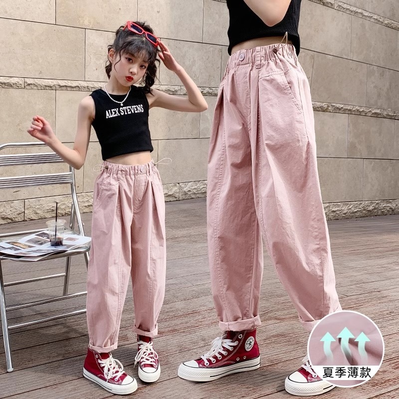 Girls' Summer Thin Pants 2025 New Loose Casual Pants for Older Children, Mosquito-Proof Long Pants for Summer