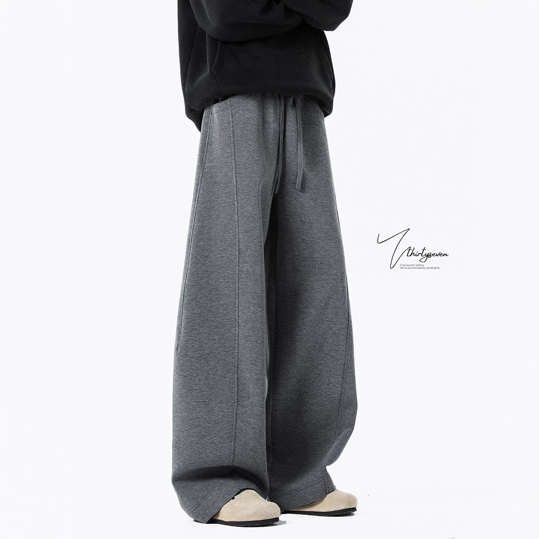 Темно-серые тяжелые брюки cleanfit широкие брюки для мужчин осенние и зимние брюки с подвеской свободные прямые брюки для отдыха