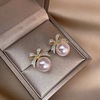 Sophisticated small design earrings from pearl, 2022 collection, trend of season, light luxury style