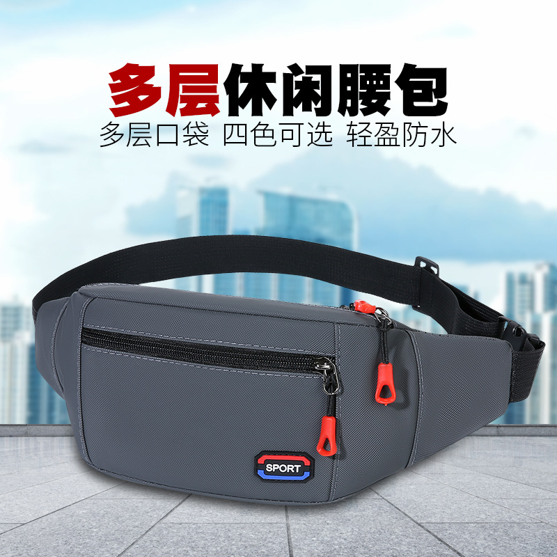 Comercio exterior Bolso de cintura para hombres Película de cuero transfronteriza de gran capacidad multifuncional Bolso de cintura para hombres y mujeres Bolso de pecho de crossbody casual al por mayor