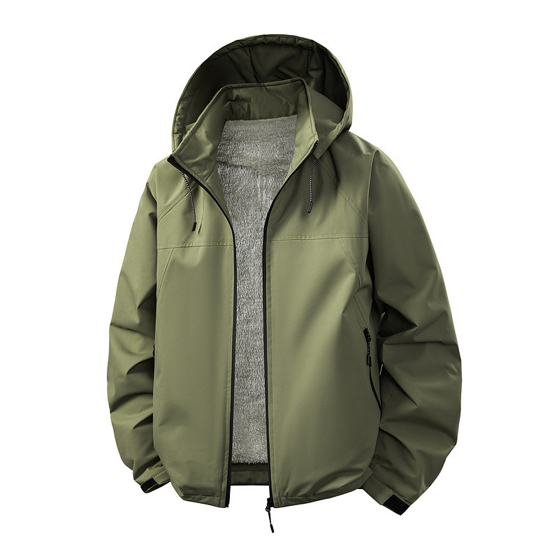 Camel Style Autumn and Winter Detachable Hooded Fleece Jacket for Men, Loose Couple Style Coat, Men's Fashion Windbreaker